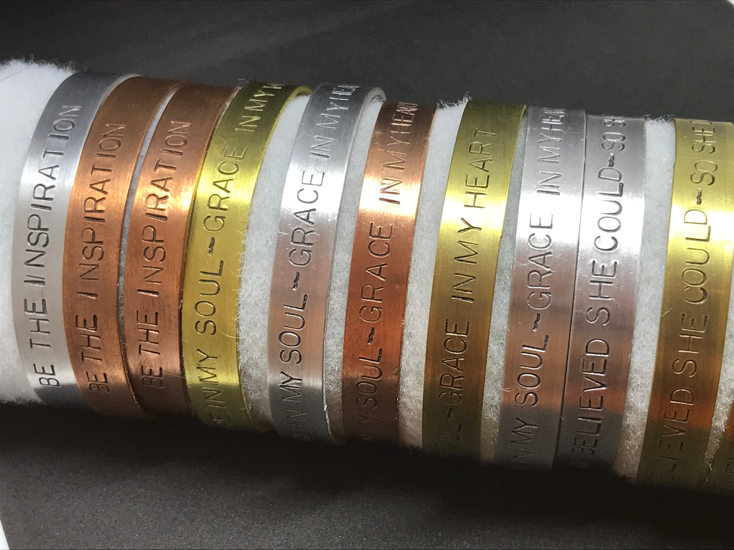 Hand Stamped Mantra Bracelet - Pure Aluminum